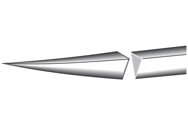Agulha triangular cortante invertida